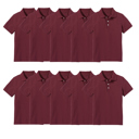 Burgundy (5-Pack) 4 10-Pack School Uniform Tagless Polo Tshirt for Little Boys & Big Boys